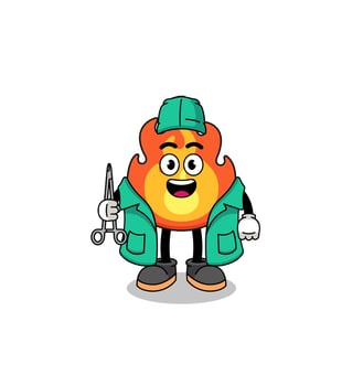 Illustration of fire mascot as a surgeon vector