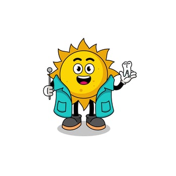 Illustration of sun mascot as a dentist vector