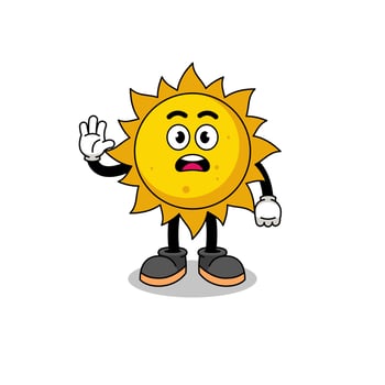 sun cartoon illustration doing stop hand vector