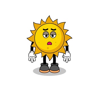 sun cartoon with fatigue gesture vector