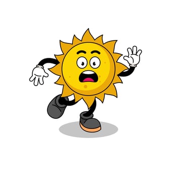 slipping sun mascot illustration vector