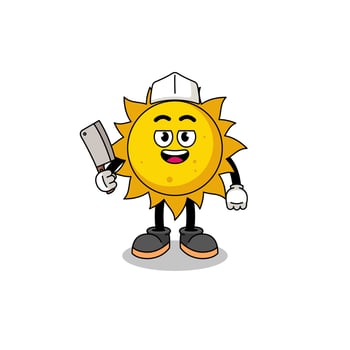 Mascot of sun as a butcher vector