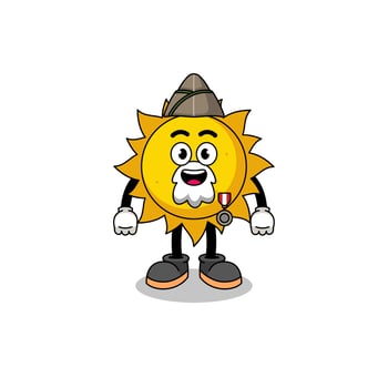 Character cartoon of sun as a veteran vector
