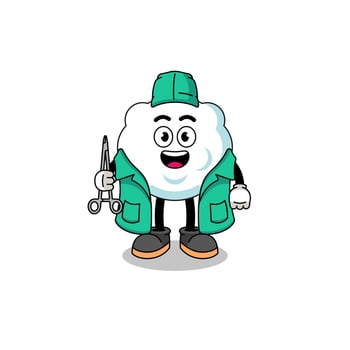 Illustration of cloud mascot as a surgeon vector