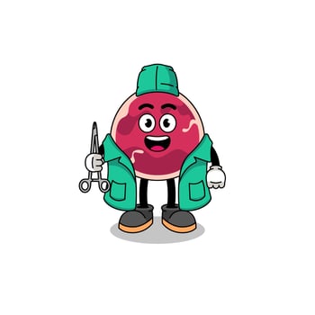 Illustration of meat mascot as a surgeon vector