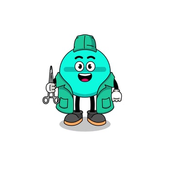 Illustration of medicine tablet mascot as a surgeon vector