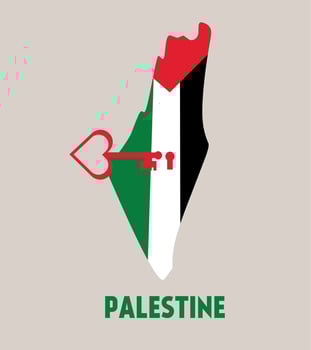 illustration vector of palestine map and key