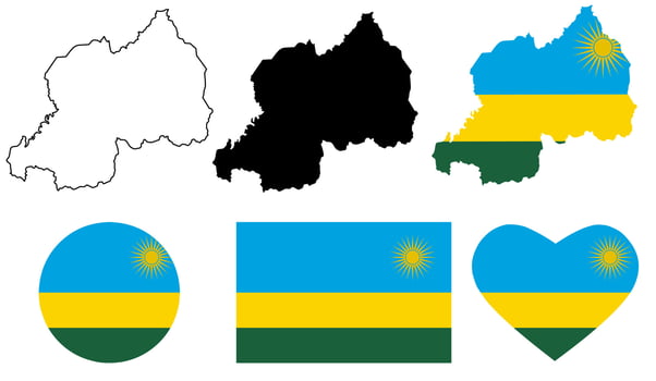 rwanda map flag icon set vector