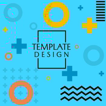 blue square background in memphis style. modern and trendy banner design vector