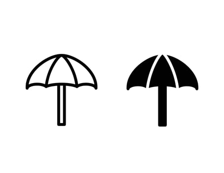 umbrella icons. outline icon and solid icon vector