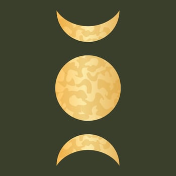 Moon phases for pagan sacred astrology. Celestial complete cycle of moons. Vector illustration.