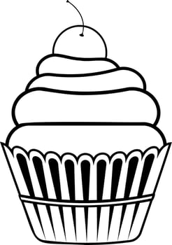 Simple cupcake outline. Cake line art. Dessert silhouette vector. Minimalist creative food icon. vector