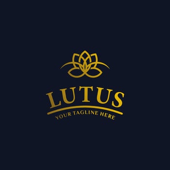 Gold lotus logo - vector illustration.Gold lotus emblem design on dark blue background, suitable for your design need, logo, illustration, animation, etc.