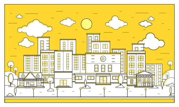 City building style flat design vector illustration