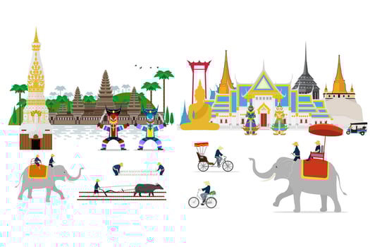 Thailand land of smile and Landmarks travel concept vector