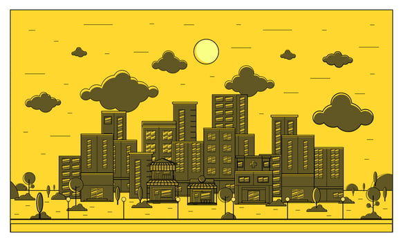 City building style flat design vector illustration