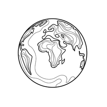 Earth globe Line art drawing world map vector illustration minimalist design,minimalism isolated on white background.Planet earth abstract art