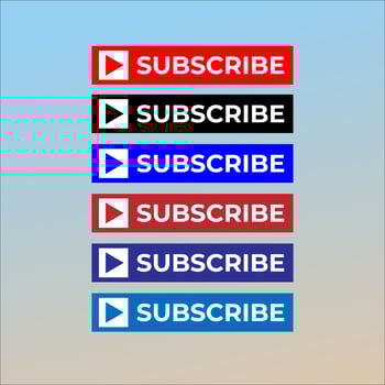 Subscribe Button For TV Channel or Social Media With Play Button, Square Shape, Box, Rectangle vector