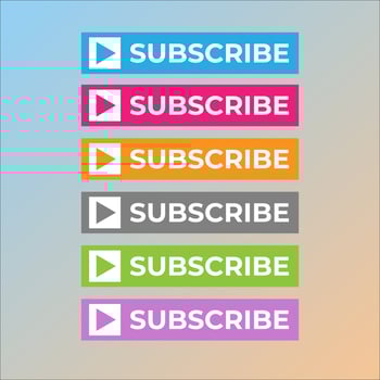 Subscribe Button For TV Channel or Social Media With Play Button, Square Shape, Box, Rectangle, Pastel Color vector