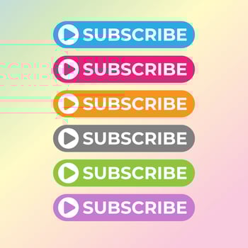 Subscribe Button For TV Channel or Social Media With Play Button, Rounded Shape, Ellipse, Pastel Colour vector