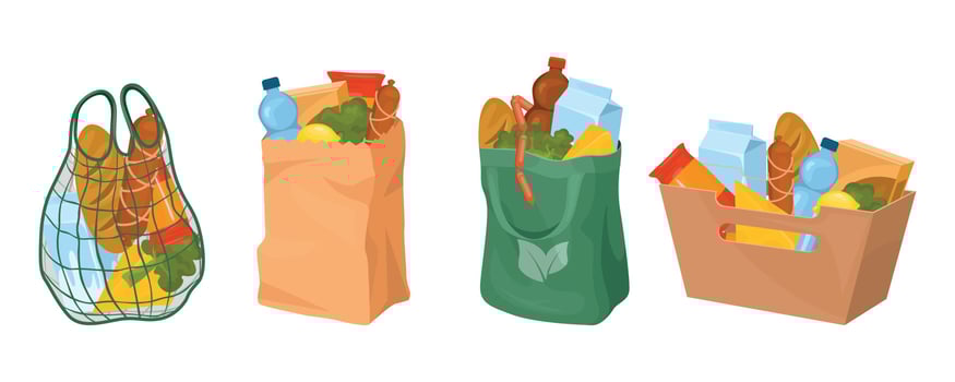 Grocery Food Box Set vector