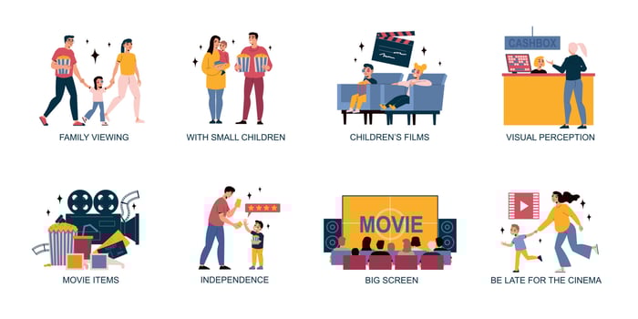 Cinema Movie Compositions Set vector