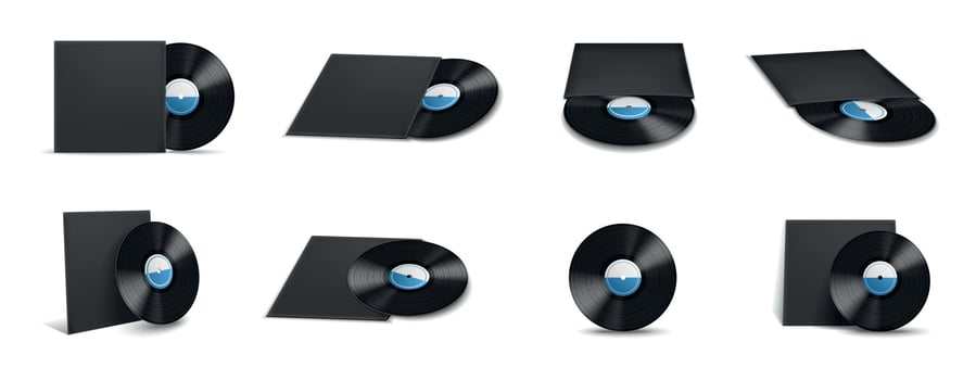 Vinyl Record Covers Mockup Realistic Icon Set vector
