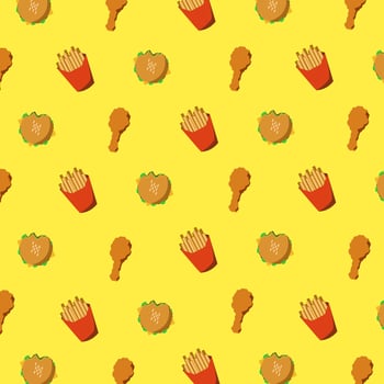 Pattern illustration of junk food style flat design vector