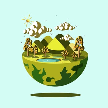 The beautiful green earth, earth illustration with natural scener vector
