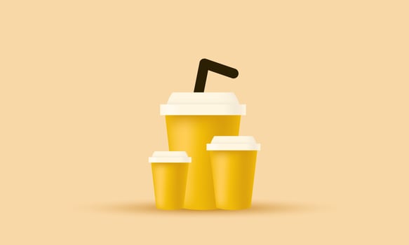 realistic glass coffee design concept illustration cartoon 3d vector