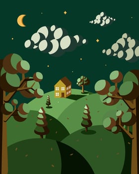 Natural landscape night illustration vector