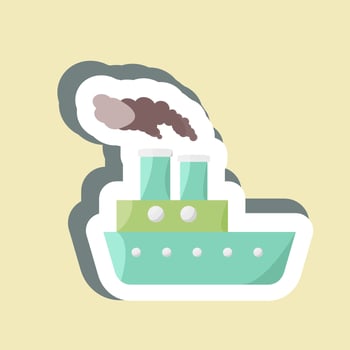 Sticker Steamboat. suitable for Education symbol. simple design editable. design template vector. simple illustration vector
