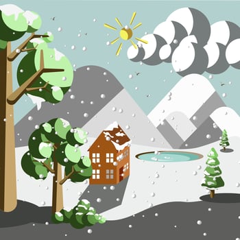 Winter illustration vector, natural landscape illustration vector