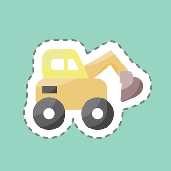 Sticker line cut Escavator. suitable for Education symbol. simple design editable. design template vector. simple illustration vector