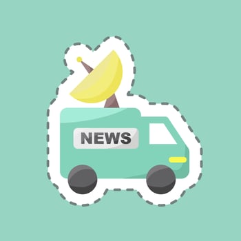 Sticker line cut News Van. suitable for Education symbol. simple design editable. design template vector. simple illustration vector