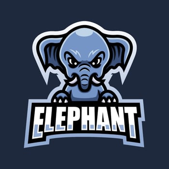 Elephant mascot esport logo design vector