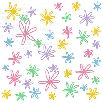 Flower line art seamless pattern vector