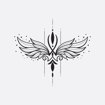 outlines art  bird wings with geometric lines Vector