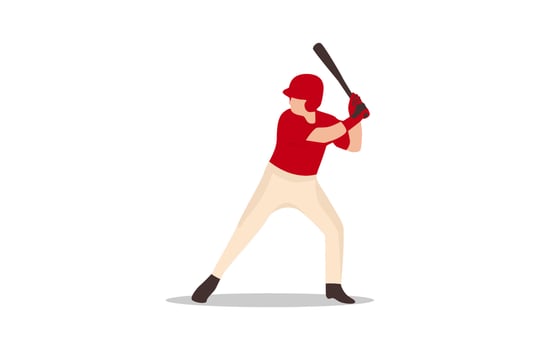 baseball player on red jersey... vector