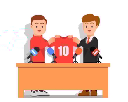 Football club held a press conference to sign new players vector