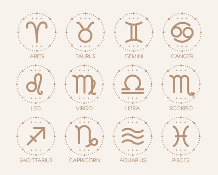 Zodiac signs and symbols. Astrology vector illustrations