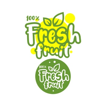 Fresh, Lettering.Calligraphy. Fruit. Bio. Healthy eating. Vector illustration.
