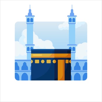 kabaa building for hajj pilgrimage islamic pray islamic religion illustration concept vector