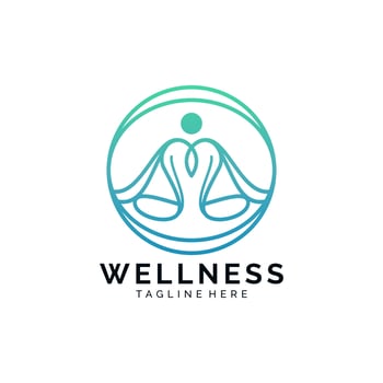 Health and wellness monoline minimalist logo design vector
