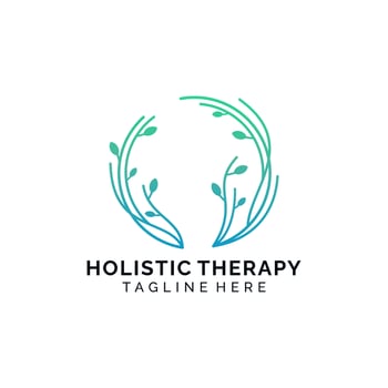 Holistic therapy logo design leaf and root concept vector