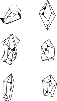 Jewelry set. Precious stones. Crystal diamond jewelry. A set of crystals. vector