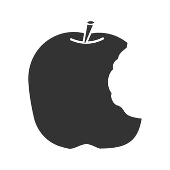Bitten apple glyph icon. Healthy teeth. Silhouette symbol. Negative space. Vector isolated illustration