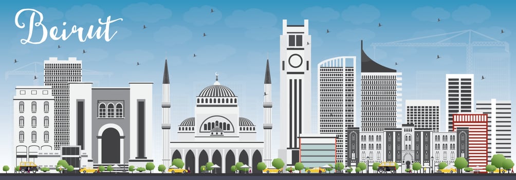 Beirut Skyline with Gray Buildings and Blue Sky. vector