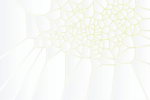 Abstract white Voronoi diagram blocks cell pattern. Geometric broken background wall with gradient backlight design vector