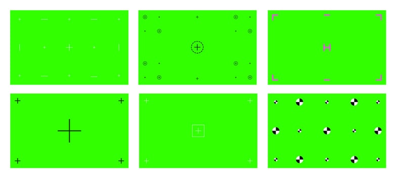 Green colored chroma key background screen flat style design vector illustration set.